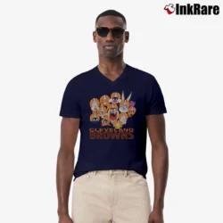 Men’s 1990 Cleveland Browns Looney Tunes Cartoon V-Neck Tee in navy | Sharp, Breathable, Everyday Staple