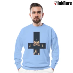 Men’s 1990 Danzig Classic Band Tour Crewneck Sweatshirt in light blue | Cozy Fabric, Clean Style