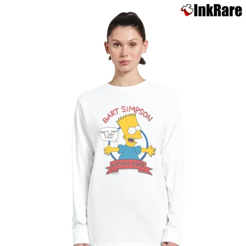 1990 Groening The Simpsons Bart Homer Cow Man Promo Women’s Long-Sleeve Top in white – Effortless Layer Women’s 1990 Groening The Simpsons Bart Homer Cow Man Promo Long-Sleeve Top in white | Sleek, Versatile, All-Season