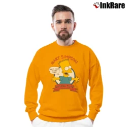 Men’s 1990 Groening The Simpsons Bart Homer Cow Man Promo Crewneck Sweatshirt in orange | Cozy Fabric, Clean Style