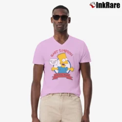 Men’s 1990 Groening The Simpsons Bart Homer Cow Man Promo V-Neck Tee in light pink | Sharp, Breathable, Everyday Staple