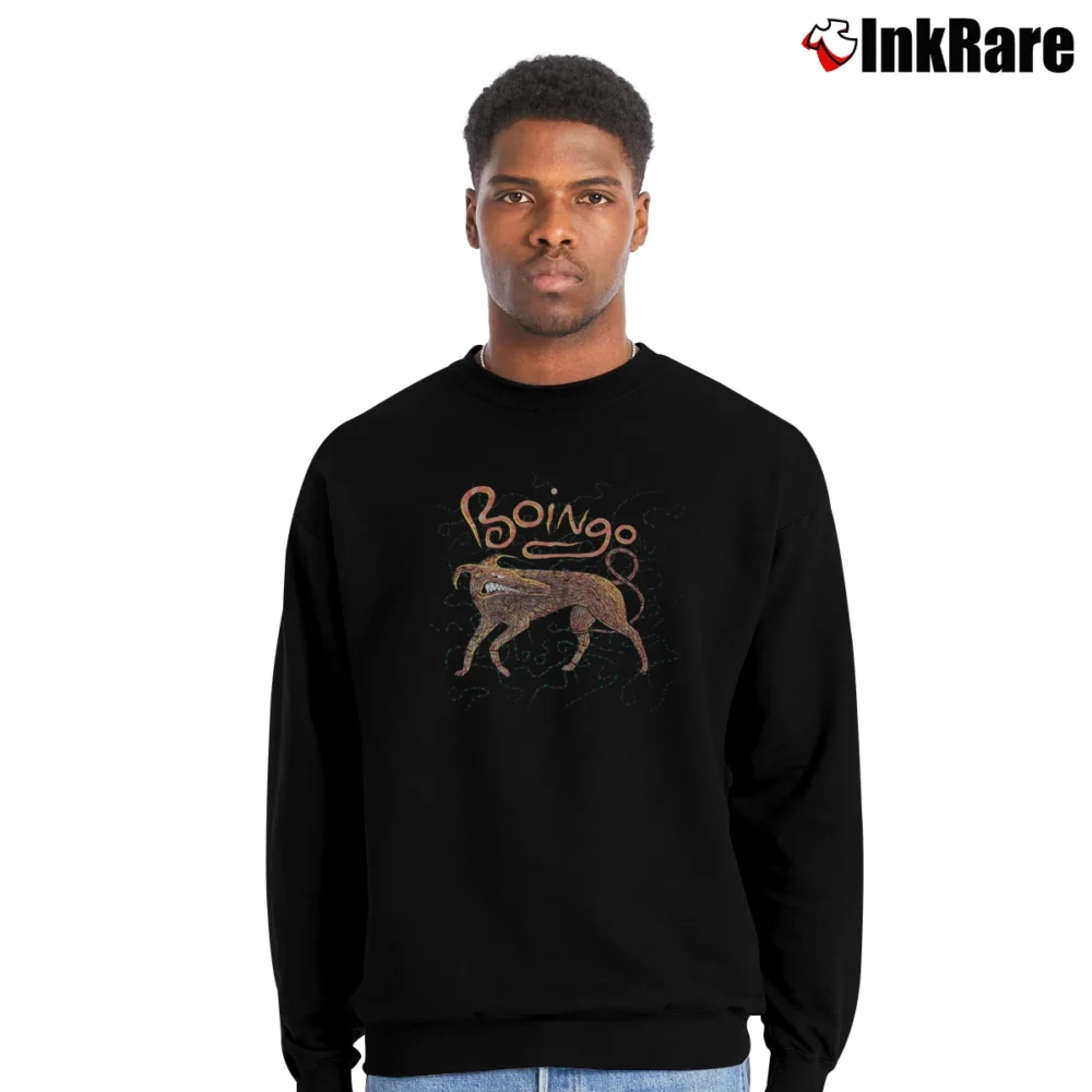 Men’s 1990 Oingo Boingo Band Crewneck Sweatshirt in black | Cozy Fabric, Clean Style