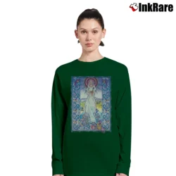 Women’s 1990 Palu The Cat Goddess Fantasy Long-Sleeve Top in forest green | Sleek, Versatile, All-Season