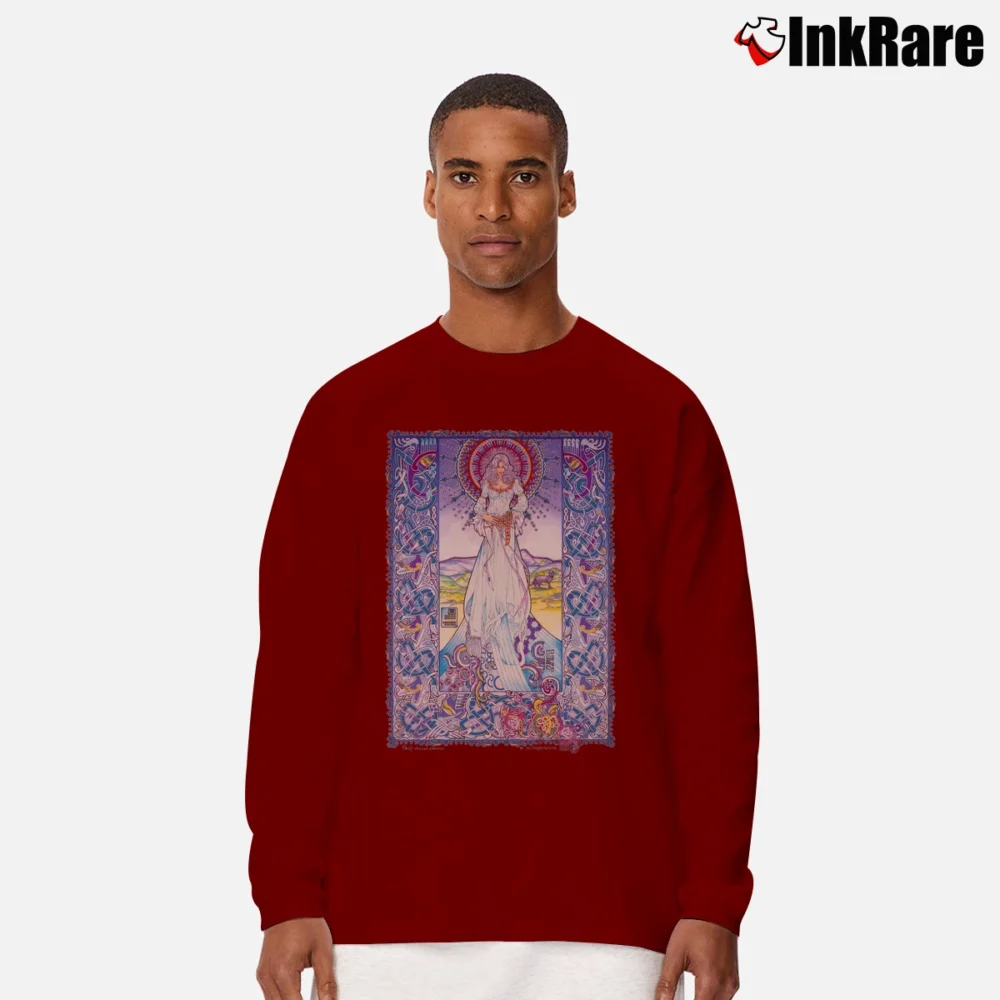 Men’s 1990 Palu The Cat Goddess Fantasy Long-Sleeve Shirt in maroon | Sleek, Lightweight, Year-Round Wear