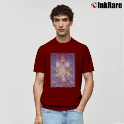 Men’s 1990 Palu The Cat Goddess Fantasy Classic T-Shirt in maroon | Soft, Breathable Everyday Wear