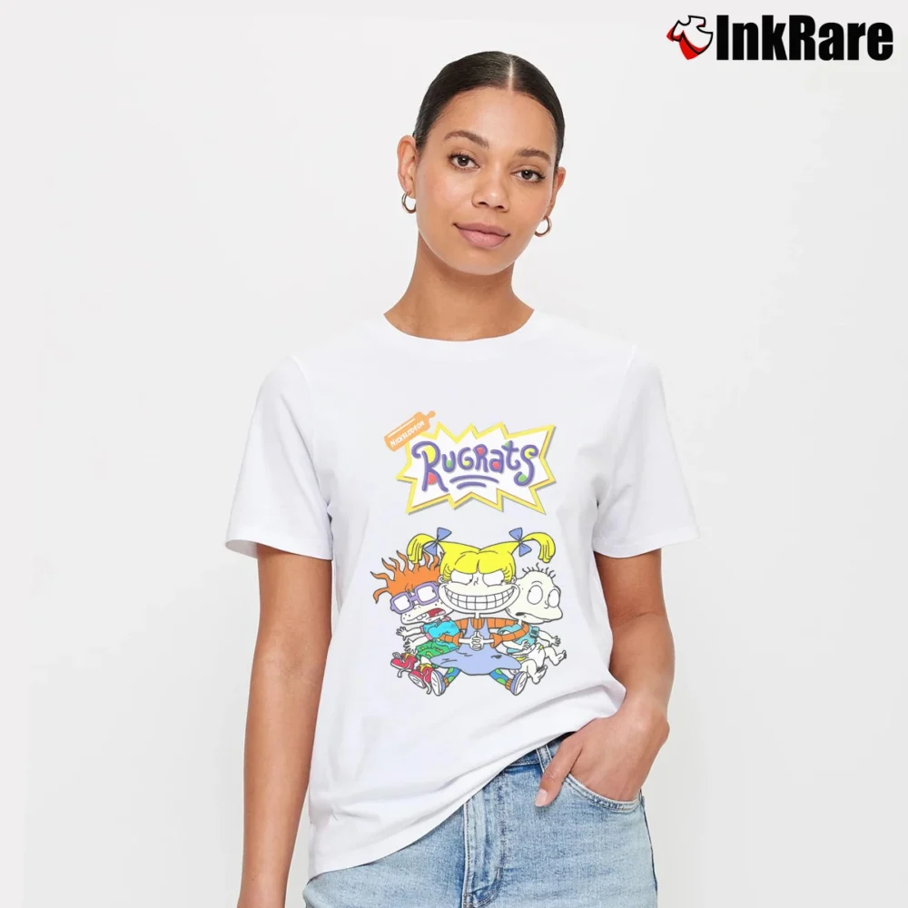Women’s 1990 Rugrats TV Series Paul Germain Cartoon Signature T-Shirt in white | Soft, Flattering Fit