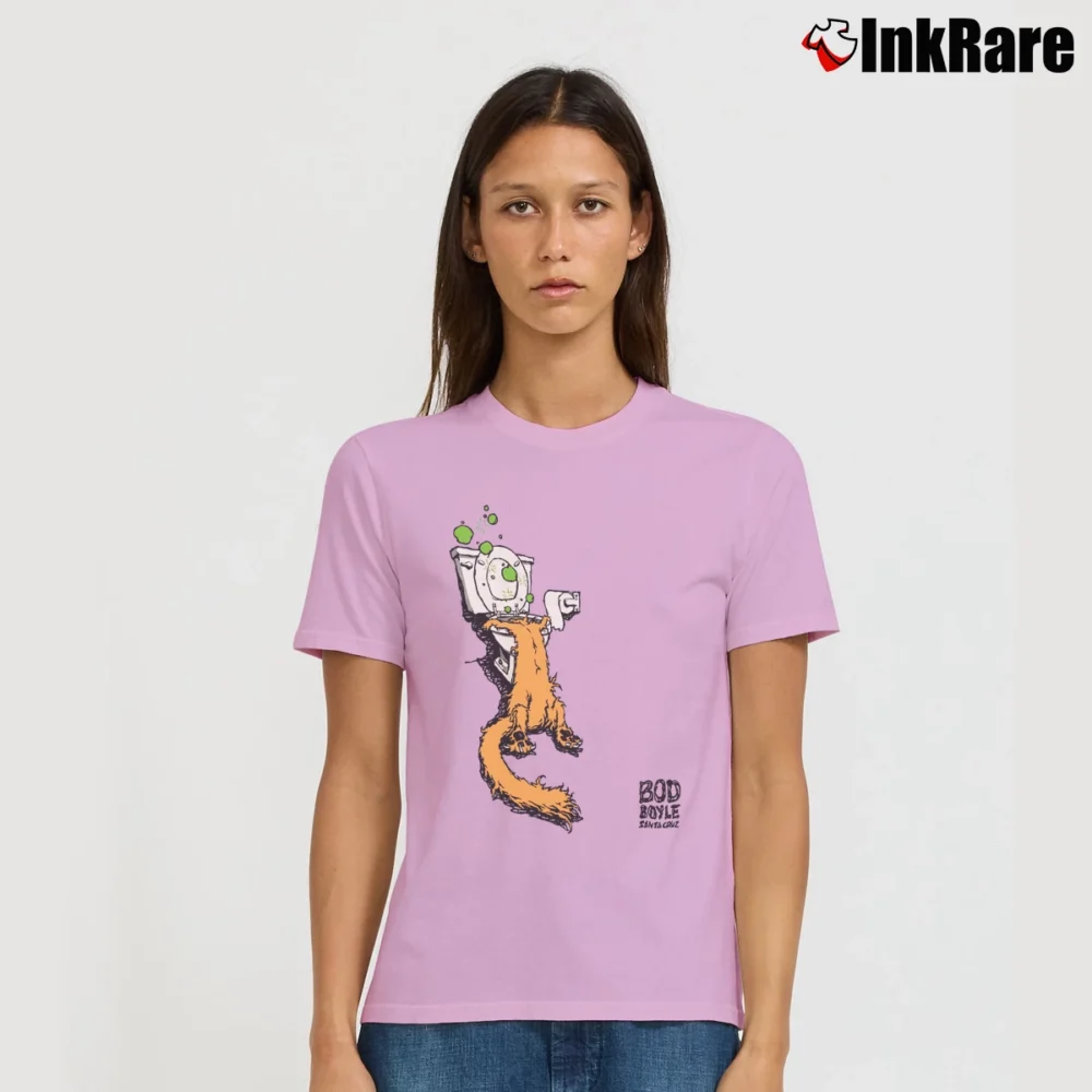 Women’s 1990 Santa Cruz Skateboards Bod Boyle Sick Cat Signature T-Shirt in light pink | Soft, Flattering Fit