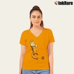 Women’s 1990 Santa Cruz Skateboards Bod Boyle Sick Cat V-Neck Tee in orange | Chic Neckline, Soft Texture