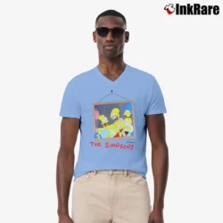 Men’s 1990 The Simpsons V-Neck Tee in light blue | Sharp, Breathable, Everyday Staple