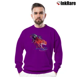 Men’s 1990 Tiger Burning Bright Forest Wildlife Crewneck Sweatshirt in purple | Cozy Fabric, Clean Style