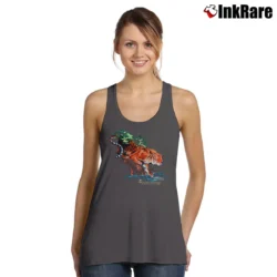 Women’s 1990 Tiger Burning Bright Forest Wildlife Tank Top in charcoal | Lightweight, Movement-Friendly