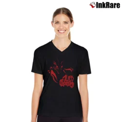 Women’s 1990s Alien Encounter Walt Disney Memorial Design V-Neck Tee in black | Chic Neckline, Soft Texture