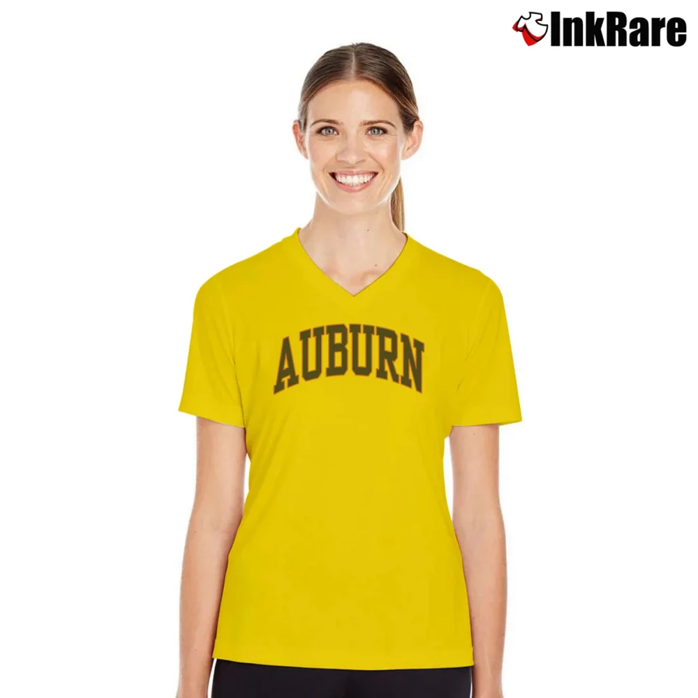 Women’s 1990s Auburn Tigers Russell Athletic V-Neck Tee in yellow | Chic Neckline, Soft Texture