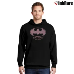 Men’s 1990s Batman Returns Pink Logo Black Pullover Hoodie in black | Cozy, Durable, Modern Fit