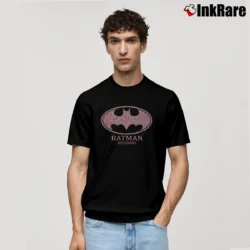 Men’s 1990s Batman Returns Pink Logo Black Classic T-Shirt in black | Soft, Breathable Everyday Wear
