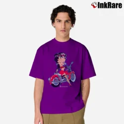 Men’s 1990s Betty Boop Motorcycle Biker Classic T-Shirt in purple | Soft, Breathable Everyday Wear
