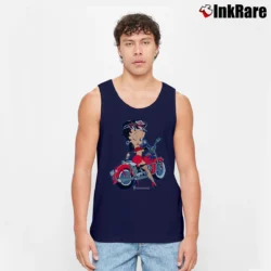 Men’s 1990s Betty Boop Motorcycle Biker Tank Top in navy | Breathable, Active-Friendly Design