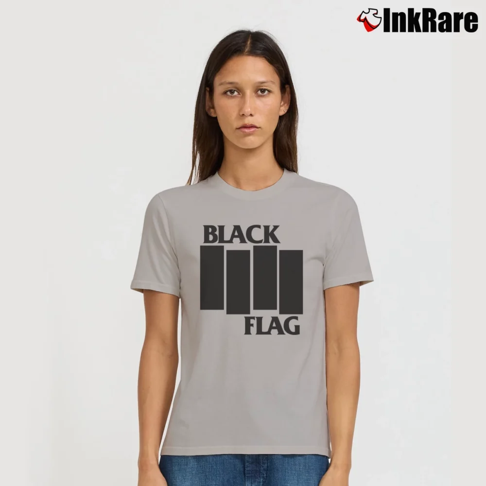 Women’s 1990s Black Flag Punk Band Signature T-Shirt in sport grey | Soft, Flattering Fit