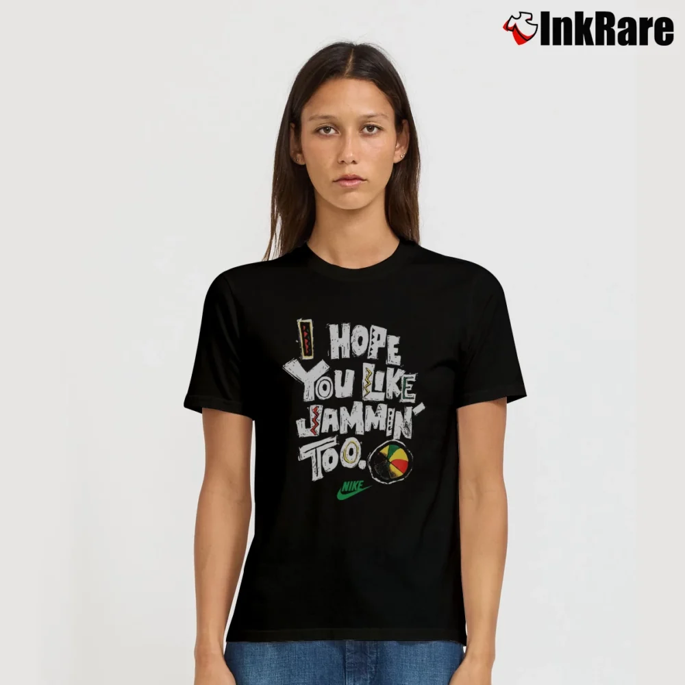 Women’s 1990s Bob Marley Michael Jordan We're Jammin Nike Signature T-Shirt in black | Soft, Flattering Fit
