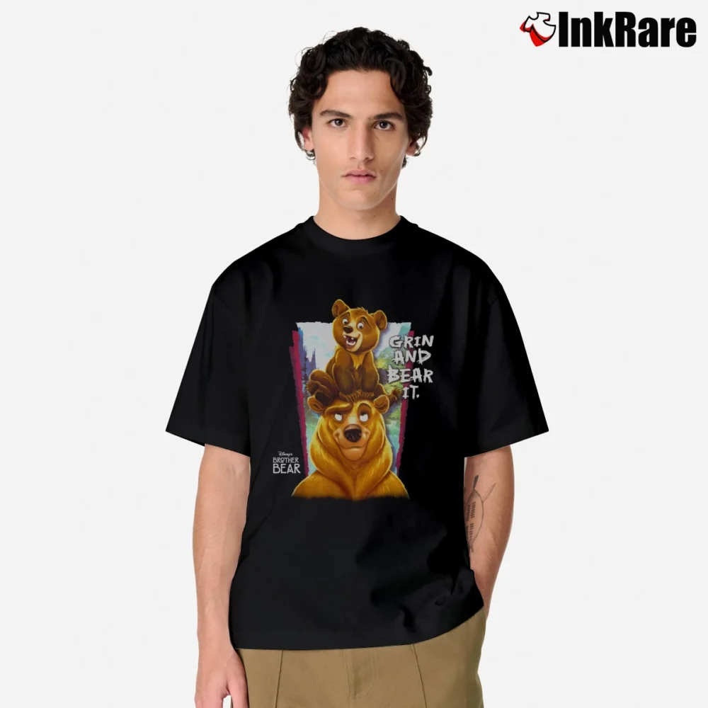 Men’s 1990s Brother Bear Cartoon Disney Classic T-Shirt in black | Soft, Breathable Everyday Wear