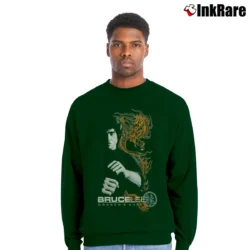 Men’s 1990s Bruce Lee Dragon Shadow Martial Arts Crewneck Sweatshirt in forest green | Cozy Fabric, Clean Style