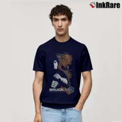 Men’s 1990s Bruce Lee Dragon Shadow Martial Arts Classic T-Shirt in navy | Soft, Breathable Everyday Wear