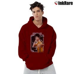 Men’s 1990s Bruce Lee The Dragon Chinese Legend Movie Pullover Hoodie in maroon | Cozy, Durable, Modern Fit