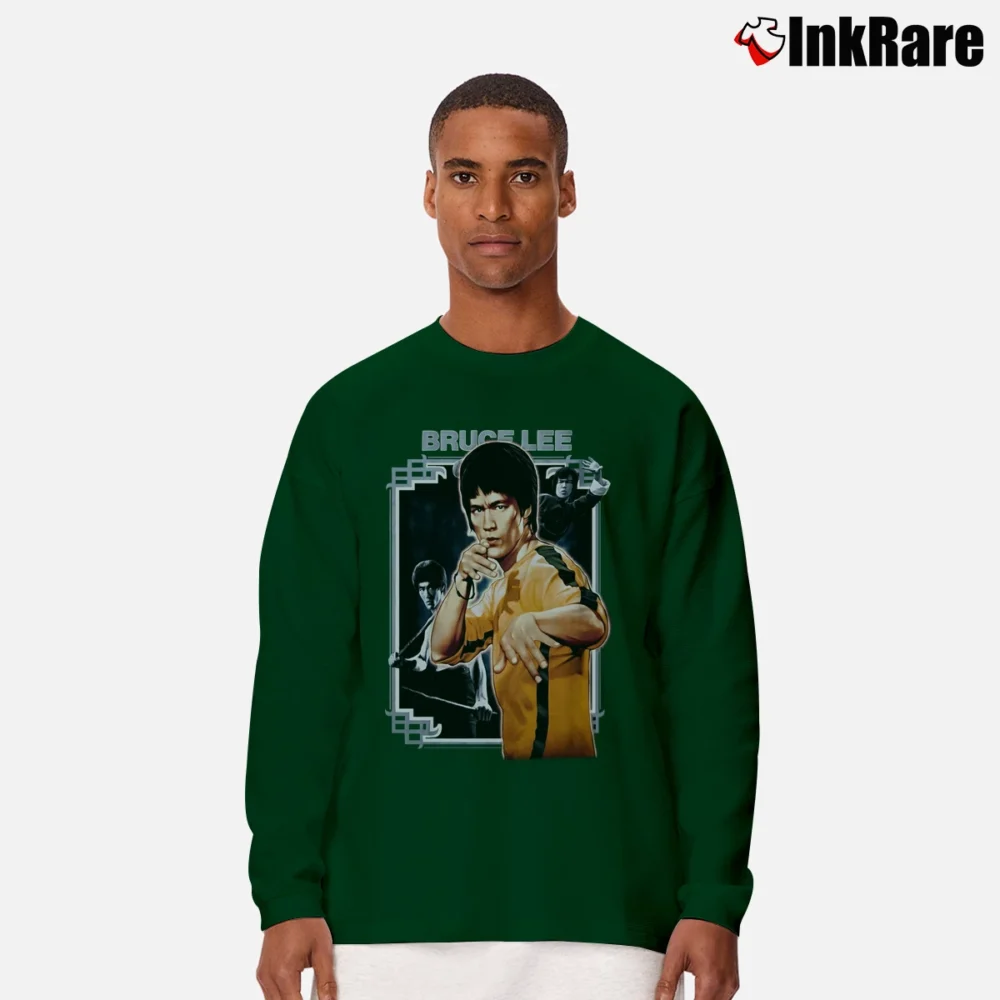 Men’s 1990s Bruce Lee The Dragon Chinese Legend Movie Long-Sleeve Shirt in forest green | Sleek, Lightweight, Year-Round Wear