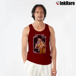 Men’s 1990s Bruce Lee The Dragon Chinese Legend Movie Tank Top in maroon | Breathable, Active-Friendly Design