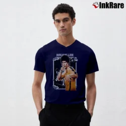 Men’s 1990s Bruce Lee The Dragon Chinese Legend Movie V-Neck Tee in navy | Sharp, Breathable, Everyday Staple