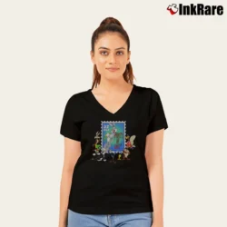 Women’s 1990s Bugs Bunny Looney Tunes 32 Cent Stamp V-Neck Tee in black | Chic Neckline, Soft Texture