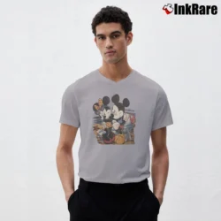 Men’s 1990s California Mickey Minnie Mouse V-Neck Tee in sport grey | Sharp, Breathable, Everyday Staple