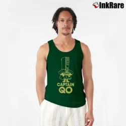 Men’s 1990s Captain Qo Circuit Breaker Summit Group Cartoon Tank Top in forest green | Breathable, Active-Friendly Design