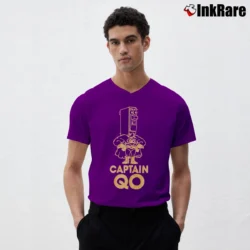 Men’s 1990s Captain Qo Circuit Breaker Summit Group Cartoon V-Neck Tee in purple | Sharp, Breathable, Everyday Staple