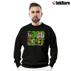 Men’s 1990s Charlie Brown Snoopy Good Grief Crewneck Sweatshirt in black | Cozy Fabric, Clean Style