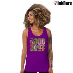 Women’s 1990s Charlie Brown Snoopy Good Grief Tank Top in purple | Lightweight, Movement-Friendly