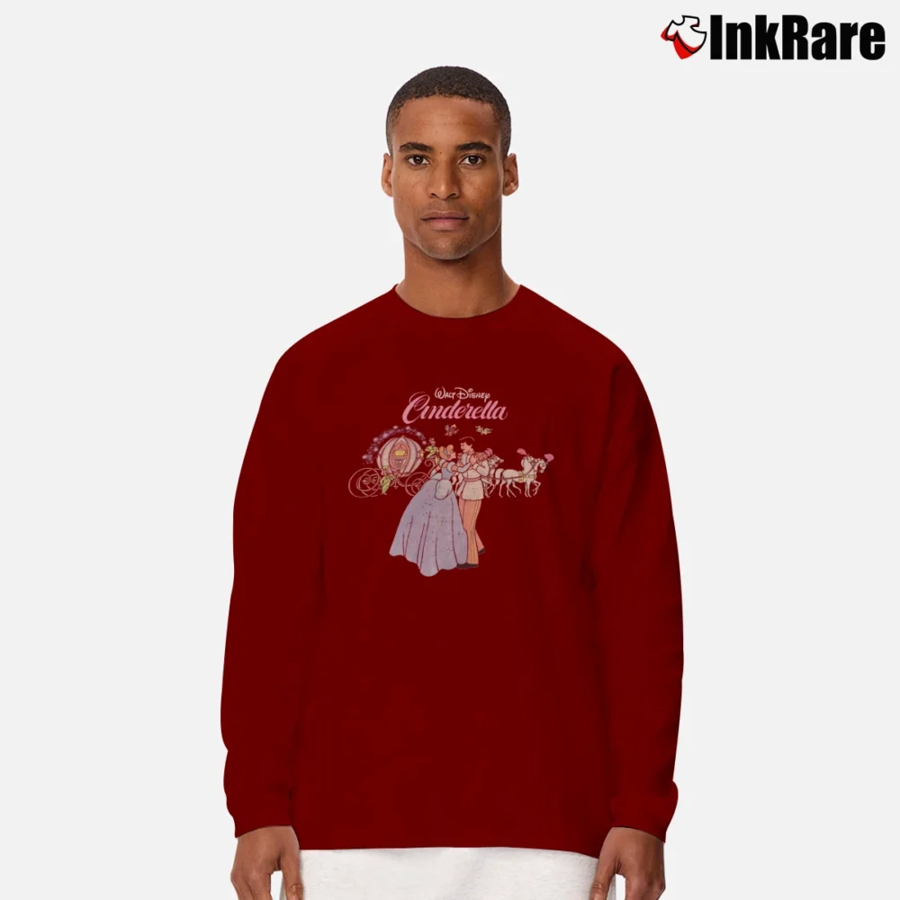 Men’s 1990s Cinderella Disney Cartoon Long-Sleeve Shirt in maroon | Sleek, Lightweight, Year-Round Wear