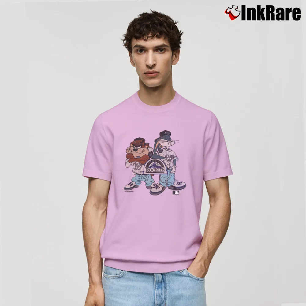 Men’s 1990s Colorado Rockies Looney Tunes Classic T-Shirt in light pink | Soft, Breathable Everyday Wear