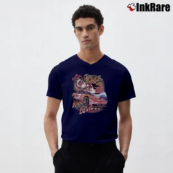 Men’s 1990s Dale Earnhardt Tasmanian Devil Nascar Looney Tunes V-Neck Tee in navy | Sharp, Breathable, Everyday Staple