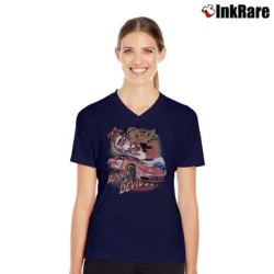 Women’s 1990s Dale Earnhardt Tasmanian Devil Nascar Looney Tunes V-Neck Tee in navy | Chic Neckline, Soft Texture