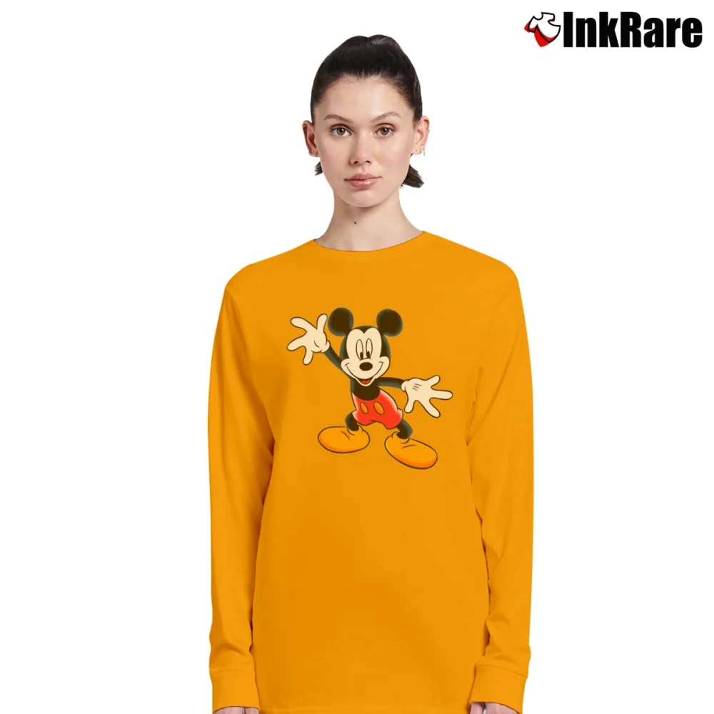 Women’s 1990s Disney Big Logo Mickey Mouse Long-Sleeve Top in orange | Sleek, Versatile, All-Season