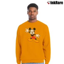Men’s 1990s Disney Big Logo Mickey Mouse Crewneck Sweatshirt in orange | Cozy Fabric, Clean Style