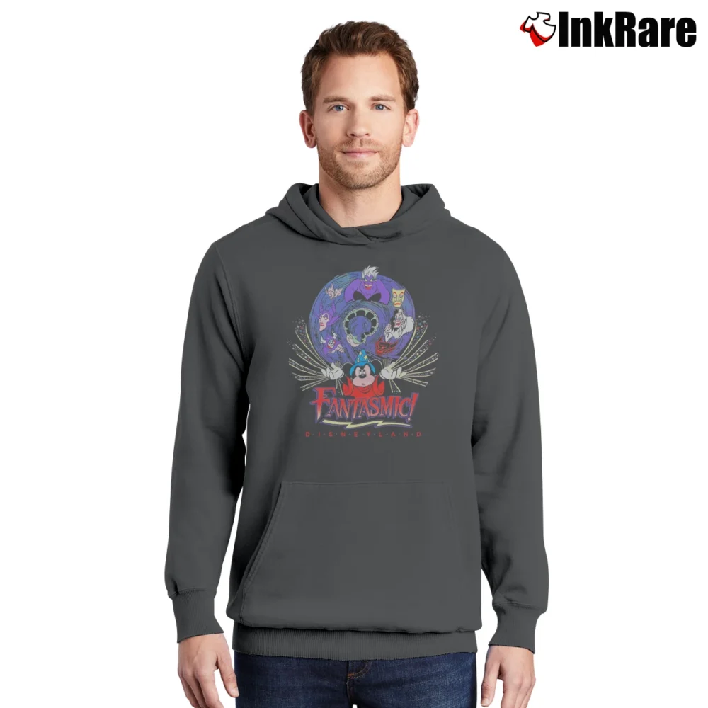 Men’s 1990s Disney Fantasmic Villains Mickey Mouse Pullover Hoodie in charcoal | Cozy, Durable, Modern Fit