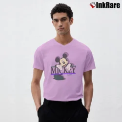 Men’s 1990s Disney Mickey Mouse Florida V-Neck Tee in light pink | Sharp, Breathable, Everyday Staple