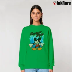 Women’s 1990s Disney Runaway Brain Mickey Mouse Relaxed Sweatshirt in irish green | Soft, Laid-Back Vibe