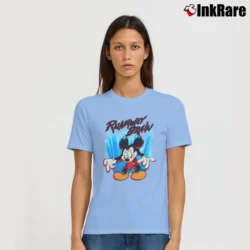 Women’s 1990s Disney Runaway Brain Mickey Mouse Signature T-Shirt in light blue | Soft, Flattering Fit