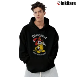 Men’s 1990s Disneyland Fire Department Mickey Mouse Pullover Hoodie in black | Cozy, Durable, Modern Fit