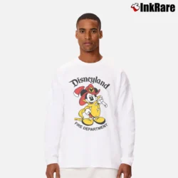 Men’s 1990s Disneyland Fire Department Mickey Mouse Vintage Long-Sleeve Shirt in white | Sleek, Lightweight, Year-Round Wear