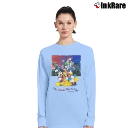 Women’s 1990s Disneyland Mickey Cartoon Graphic Long-Sleeve Top in light blue | Sleek, Versatile, All-Season