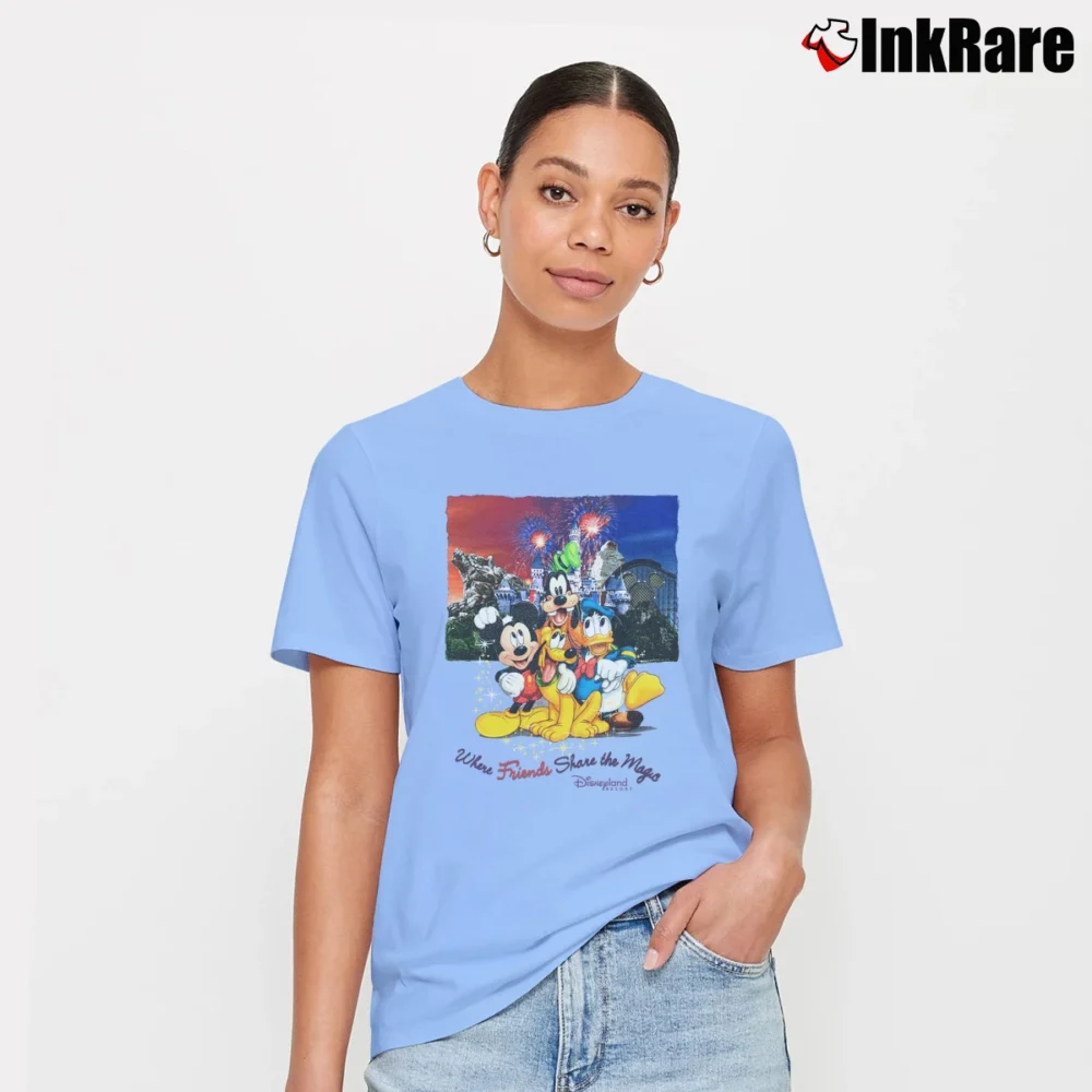 Women’s 1990s Disneyland Mickey Cartoon Graphic Signature T-Shirt in light blue | Soft, Flattering Fit
